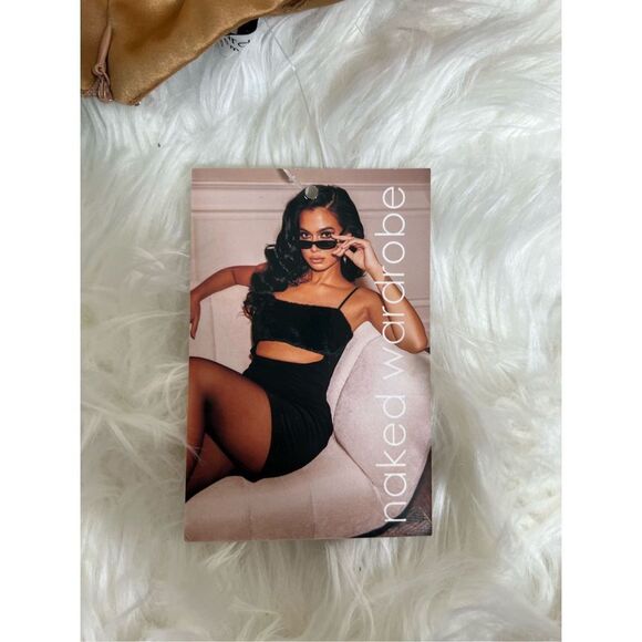 NWT Naked Wardrobe Revolve The Statement Strapless Gold Satin Dress Size XS - Picture 3 of 6